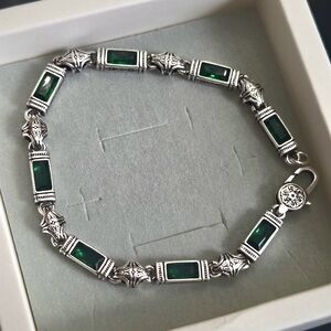 Vintage Stainless Steel Silver Bracelet – Tang Grass Motif, Minimalist Style